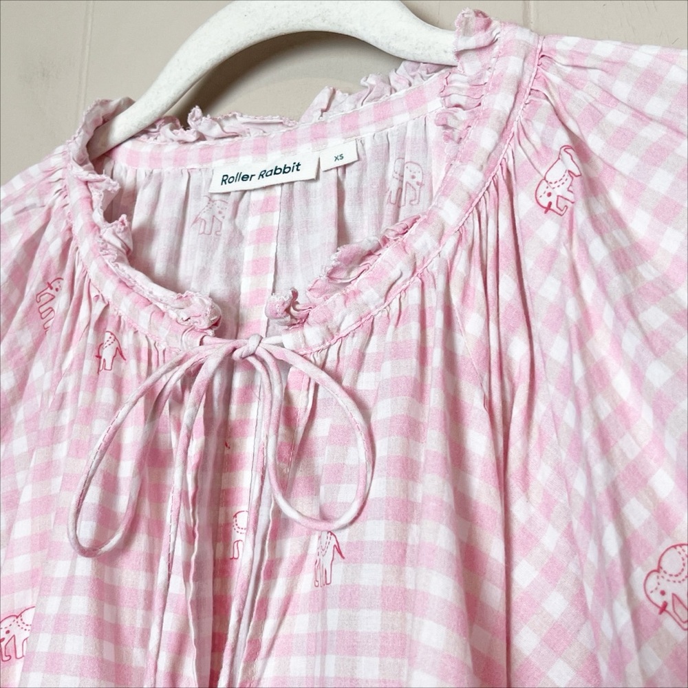 Roller Rabbit Hathi Gingham Temmy‎ Dress XS Pink elephant swim beach coverup - Picture 5 of 13